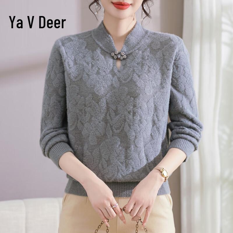 

Yalu Mid-Aged Women s Chinese Style Qipao Collar Knit Sweater L