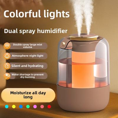 Doppeldüsen-Luftbefeuchter Schreibtisch Schlafzimmer-Luftbefeuchter Großer Sprüh-Aromatherapie-Maschine Atmosphäre Bunte Lampe Reiniger
