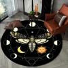 1pc Witchy Moon Phases Rug - Death Moth Pattern, Round Rug for Living Room, Bedroom Chair Cushion Decoration, Crystal Velvet