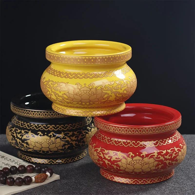 Chinese Traditional Ceramic Incense Burner Ornaments Guanyin Worship Incense Burner Decoration Feng Shui Buddha Hall Supplies