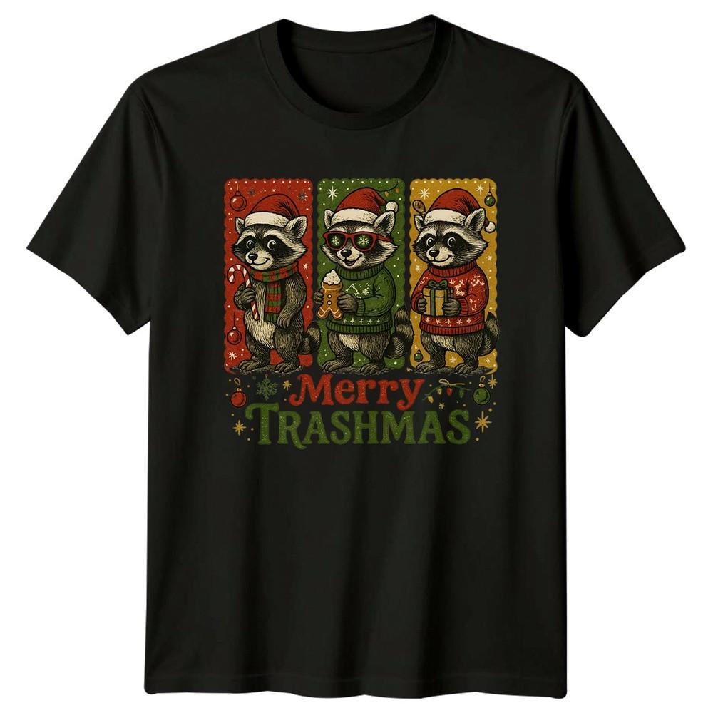 Merry Trashmas Christmas Holidays Raccoon Unisexs Unisexs Graphic Tee