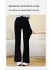 2025 Autumn Girls' Black Micro Flare Slimming Casual Pants for Middle and Big Kids