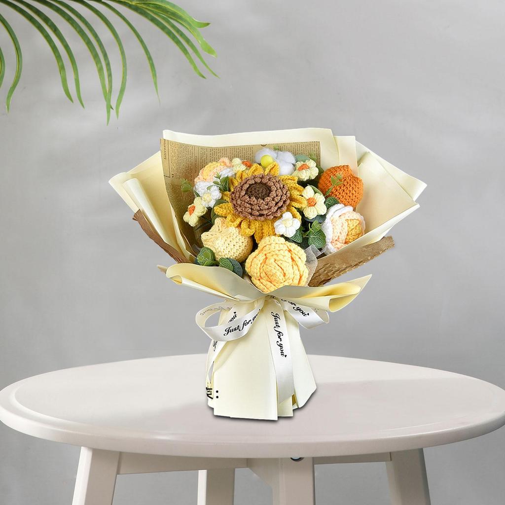Artificial Sunflower Decorating Party Fake Flowers Crochet Flower Bouquet