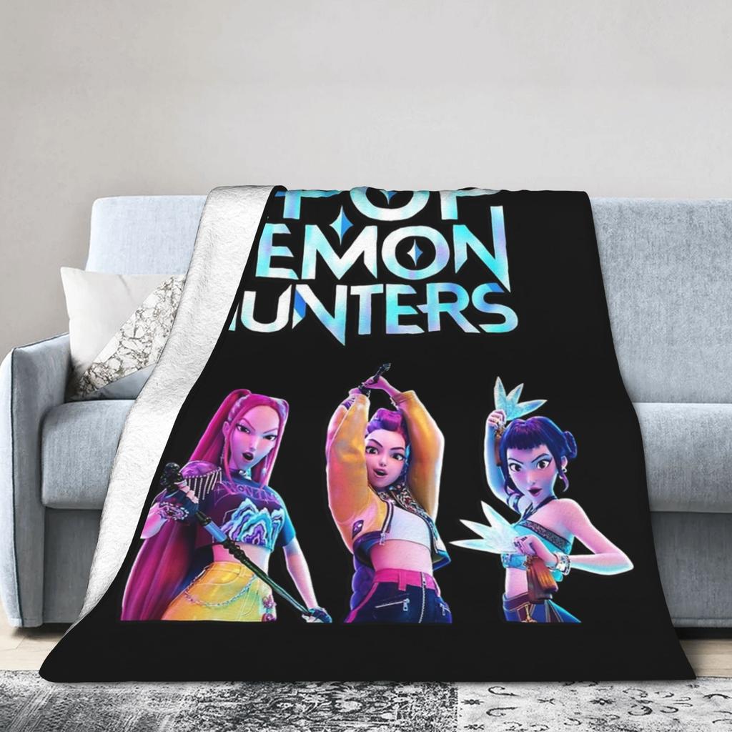 Huntrix Blanket Cover Coral Fleece Plush Kpop Demon Hunters Lightweight Throw Blankets for Home Couch Bedspread