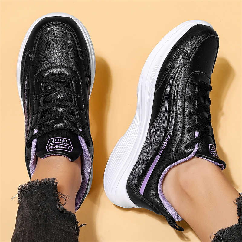 Fashion Normal Leather Big Sole Women's Black Boot Mary Jane Sneakers For Teen Autumn Shoes Sport Fashion Minimalist Model Sunny