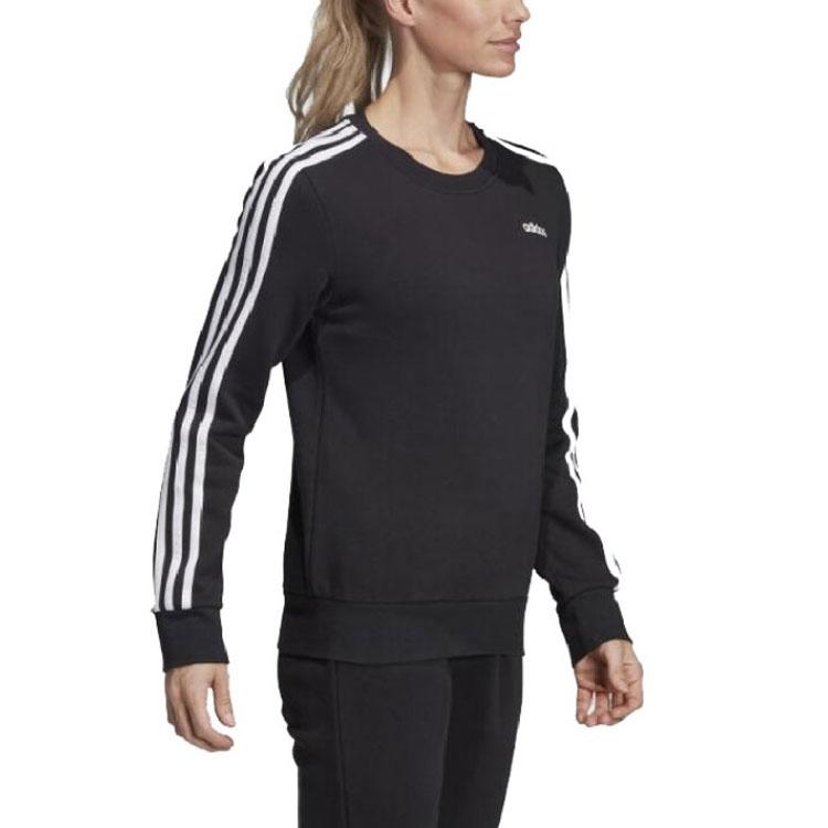 adidas Classic Stripe Logo Sports Crewneck Sweatshirt Women Sweatshirt Black DT5072