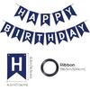 Navy Blue Happy Birthday Banner Signs Party Decorations for Women Men Girls Boys