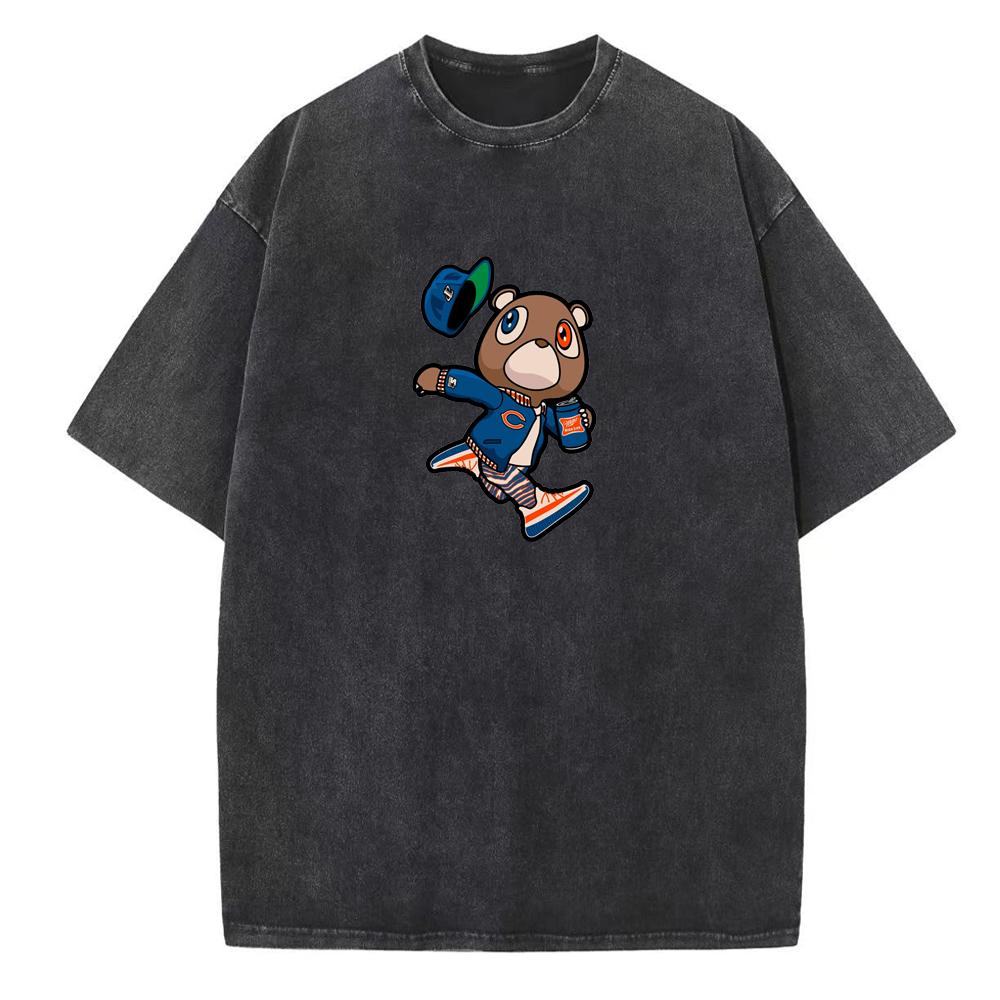 Kanye West Graduation Fans Gave Vintage Sommer Kort Ermet Casual Unisex Harajuku O-Hals Bomullsskjorter Trykk
