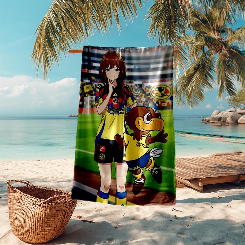 1pc Football Player Mascot Cartoon Quick Dry Microfiber Bath Towel for Swimming Surfing Camping Unisex Holiday. SJT7201166