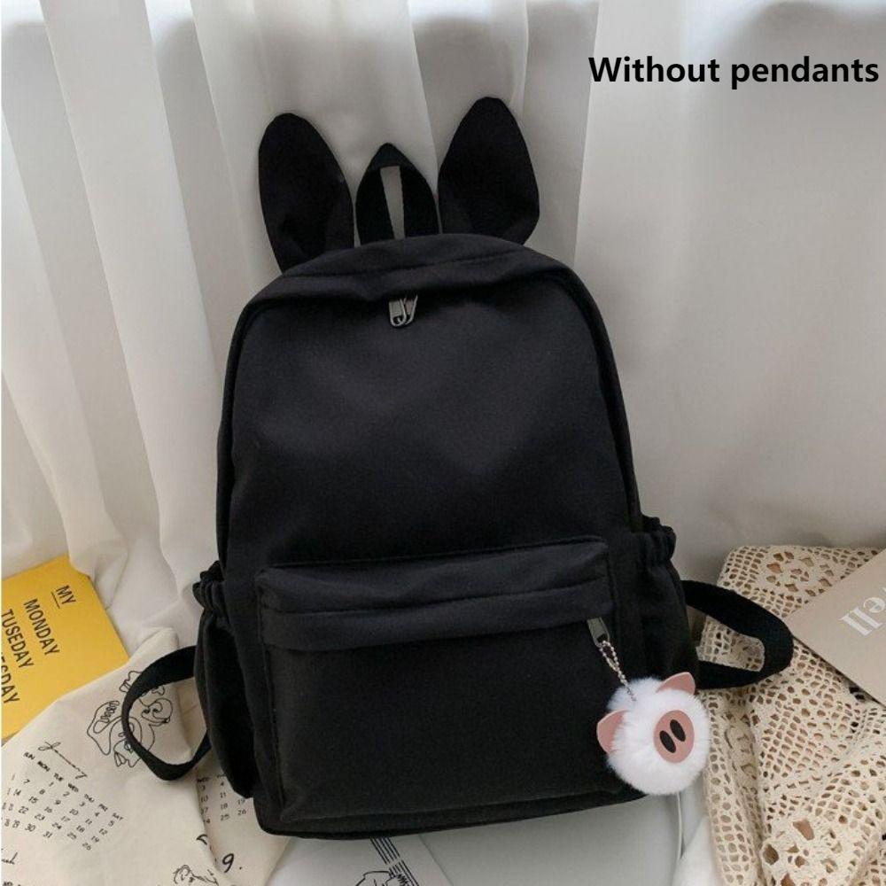 

New Rabbit Ear Student Backpack Large Capacity Solid Color Women Backpack Adjustable Strap Lightweight Travel Bag Students чорний