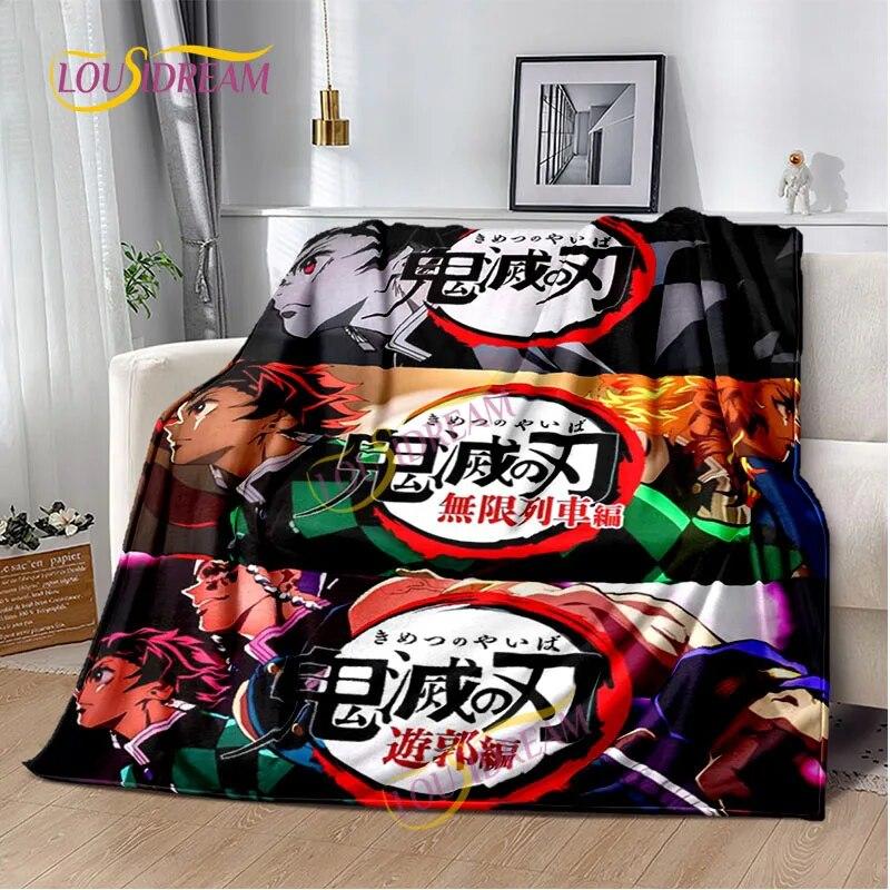 Japanese Cartoon Series Blanket Living Room Bed Sofa Travel 3D Demon Slayer Blanket Cartoon Home Office Hiking Gift