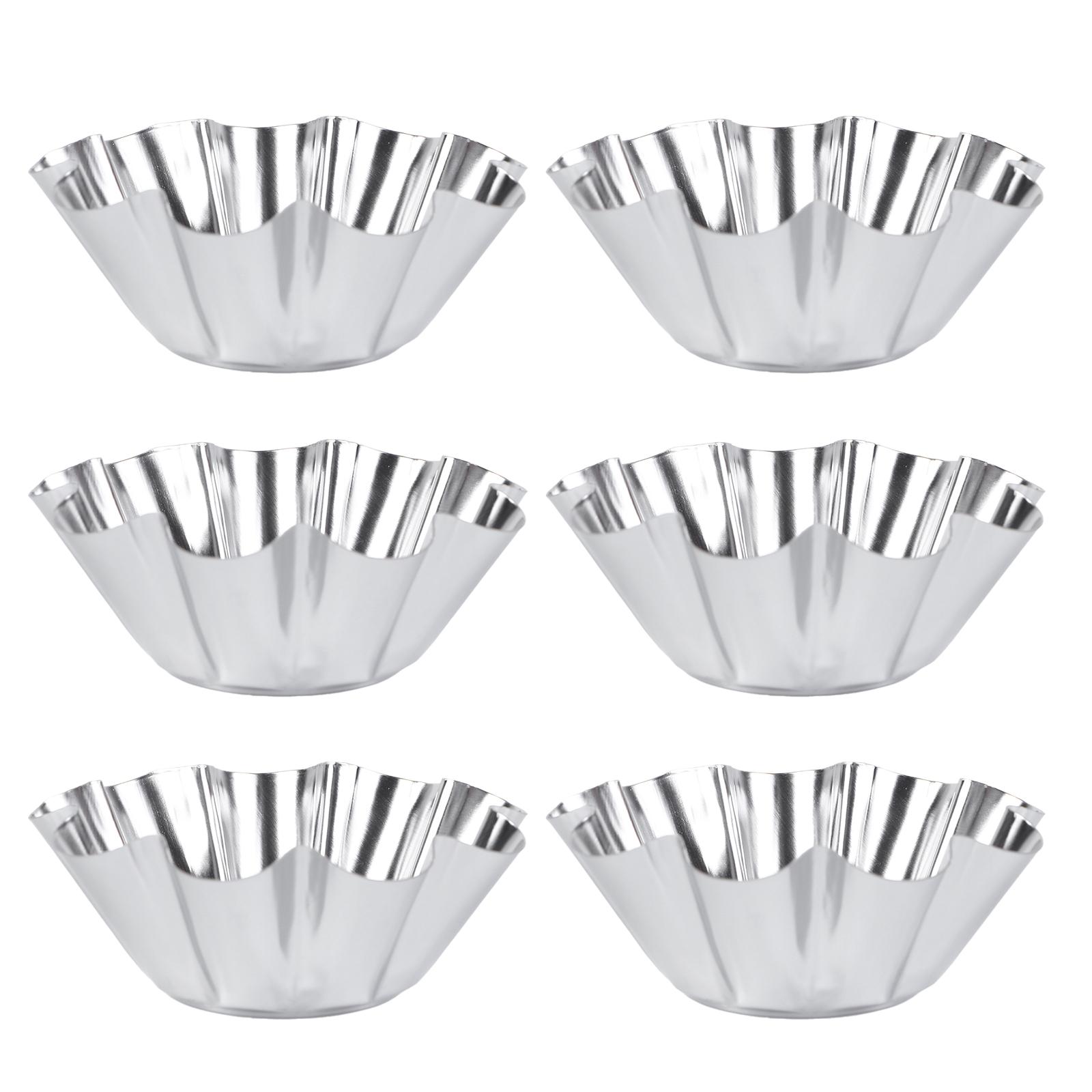 

6pcs Carbon Steel Egg Tart Molds Nonstick Flower Shape Cupcake Muffin Pudding Mold Tartlets Cracker Tray Baking Dishes