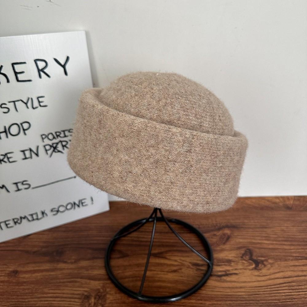 Skin-friendly Knitted Pillbox Hat Structured Fedora Hat Fashion Painter Hat  Dinner