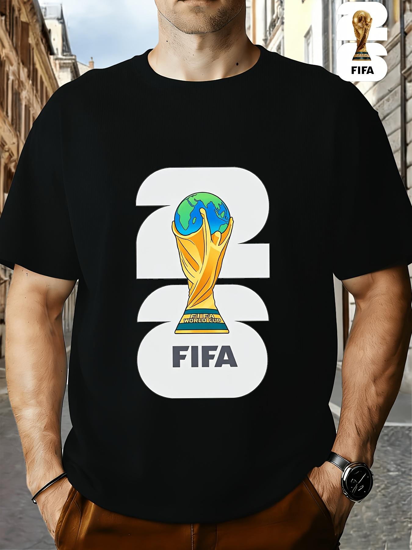 

FIFA World Cup Football. Men s Print Short-Sleeve T-Shirt, Trendy Summer Top, Unisex Couple s Round Neck, Comfortable Fit, Essential for Parties XXXL чорний