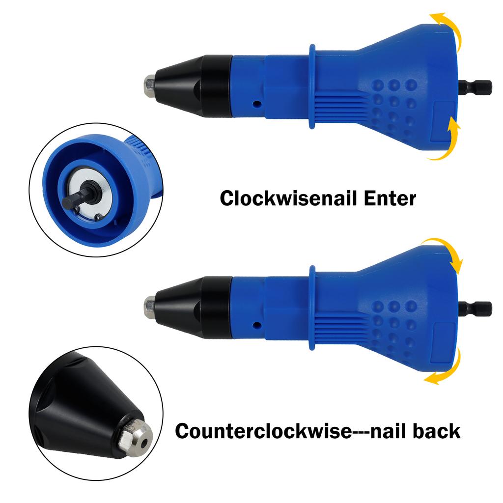 Elektrisk Popnit-omvandlingsadapter Elektrisk Nitmutternyckel Sladdlös nitverktyg Lågt ljud 360° Spikfångande design