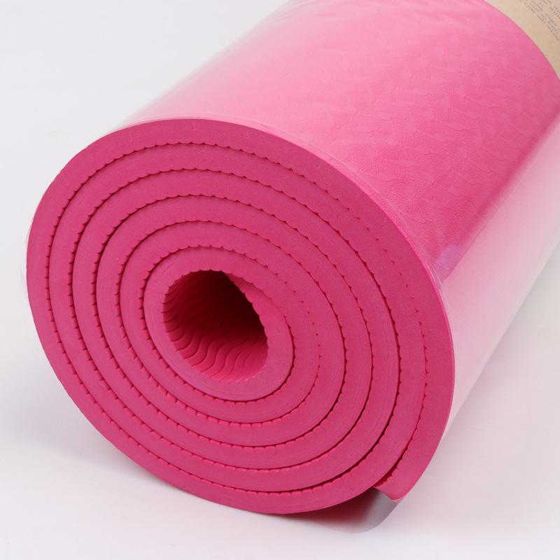 Eco-friendly Solid Color Rectangular TPE Thickened 8mm Lightweight 1190g Yoga Mat 183cm for Yoga Studios
