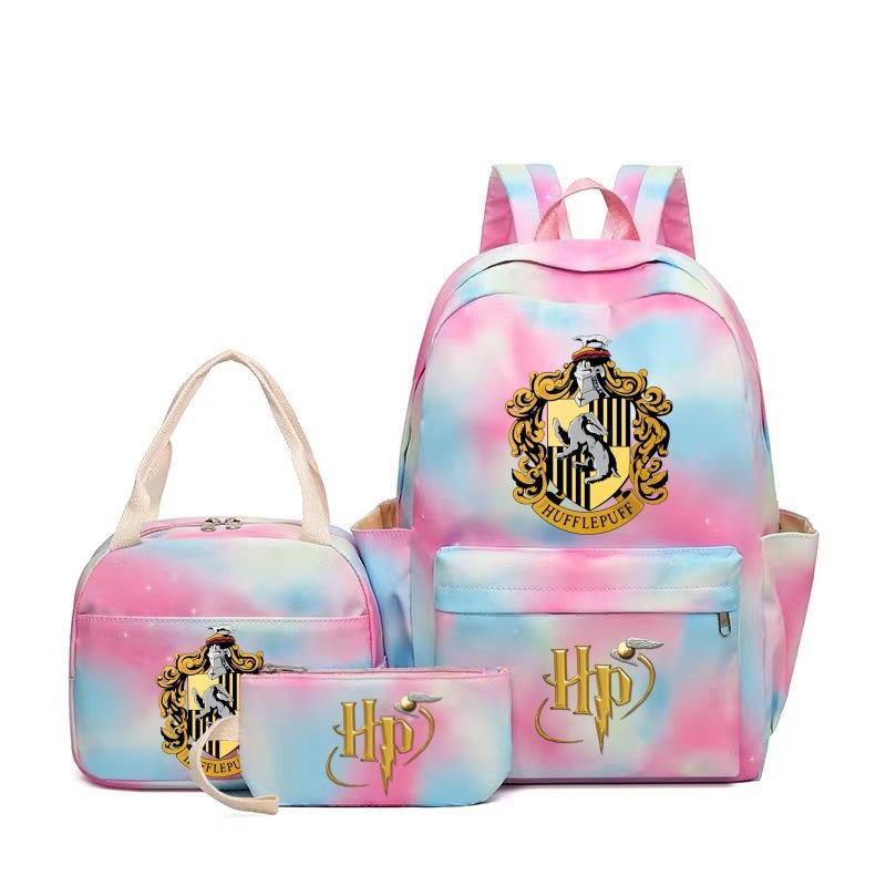 Large Capacity Schoolbag with Shoulder Strap; Student Three-piece Pencil Case Set