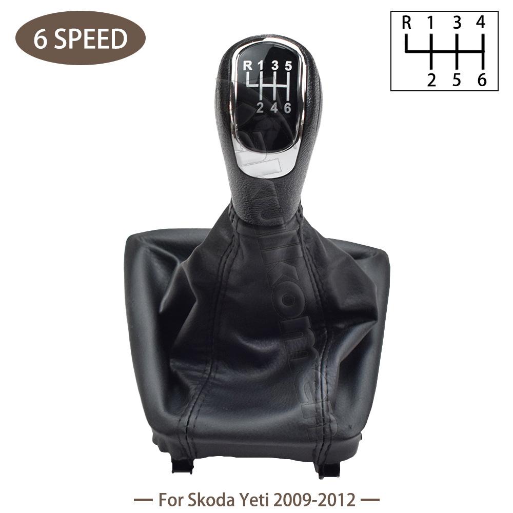 

5/6 Speed Manual Gear Shift Knob Gaiter Boot Cover Case For Skoda Octavia II (09-12) For Superb II (08-12) For Yeti (09-12) Black-6 Speed
