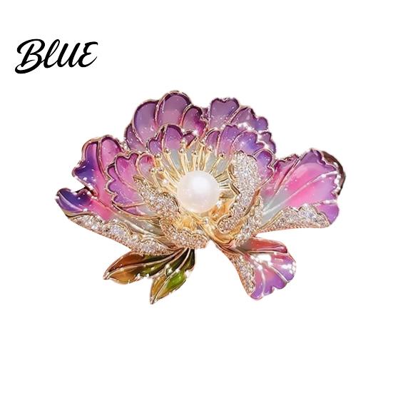 Long-lasting Brooch Women Sparkling Rhinestones Imitation Pearl Flower Shape Lapel