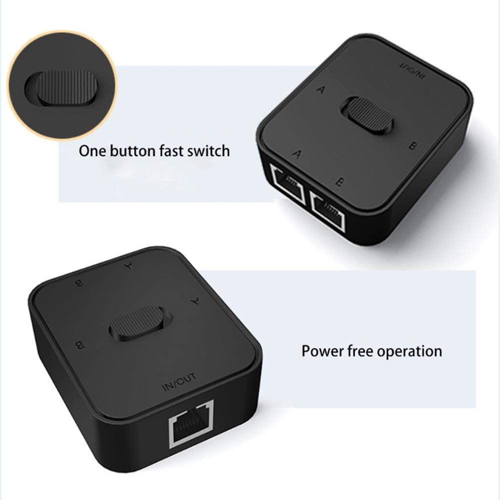 2 Port RJ45 Gigabit Network Distributor Network Switch Selector 1000Mbps Network Switcher Splitter 2 in 1 Out/1 in 2 Out