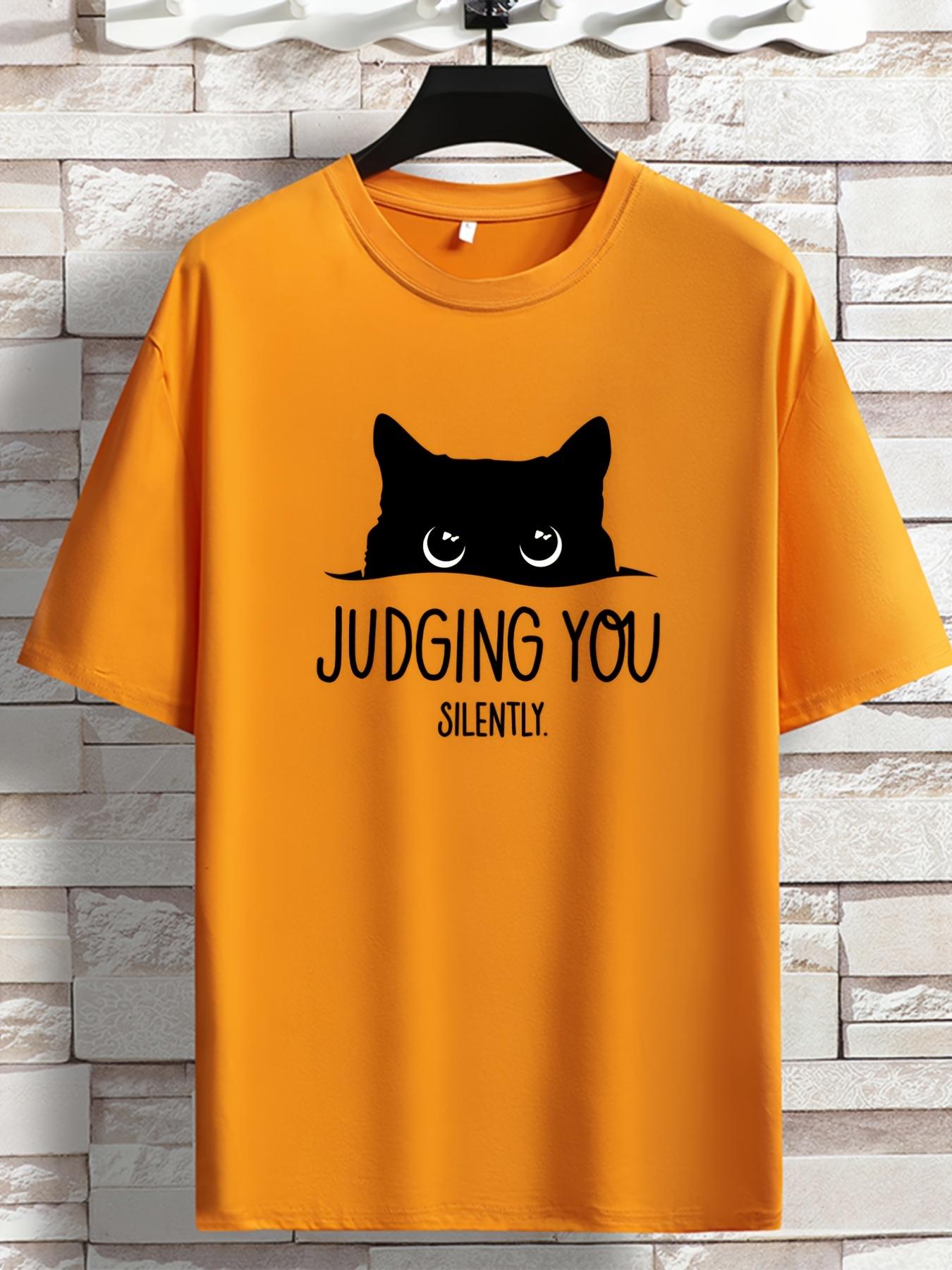 

Men s summer 100% pure cotton fashionable casual loose sports YOU SILENT cat print round neck short sleeved T-shirt top 5XL різнокольоровий
