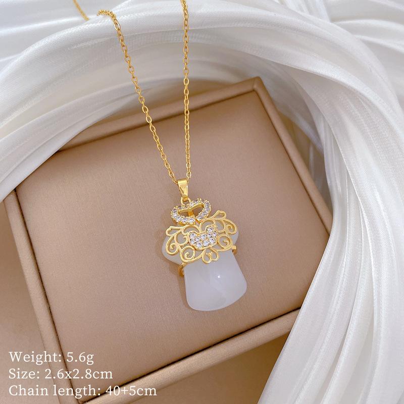 Multi-Element Style Copper Micro-Inlaid Necklace Combination Female Real Gold Electroplated Exquisite Collarbone Chain
