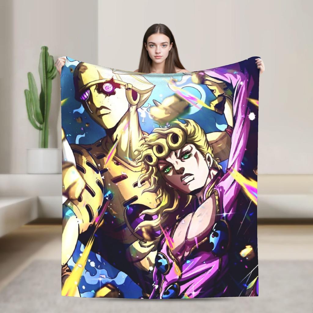 Bizarre Adventure Knitted Blanket Anime Flannel Throw Blanket Home Couch Decoration Soft Warm Bedspread