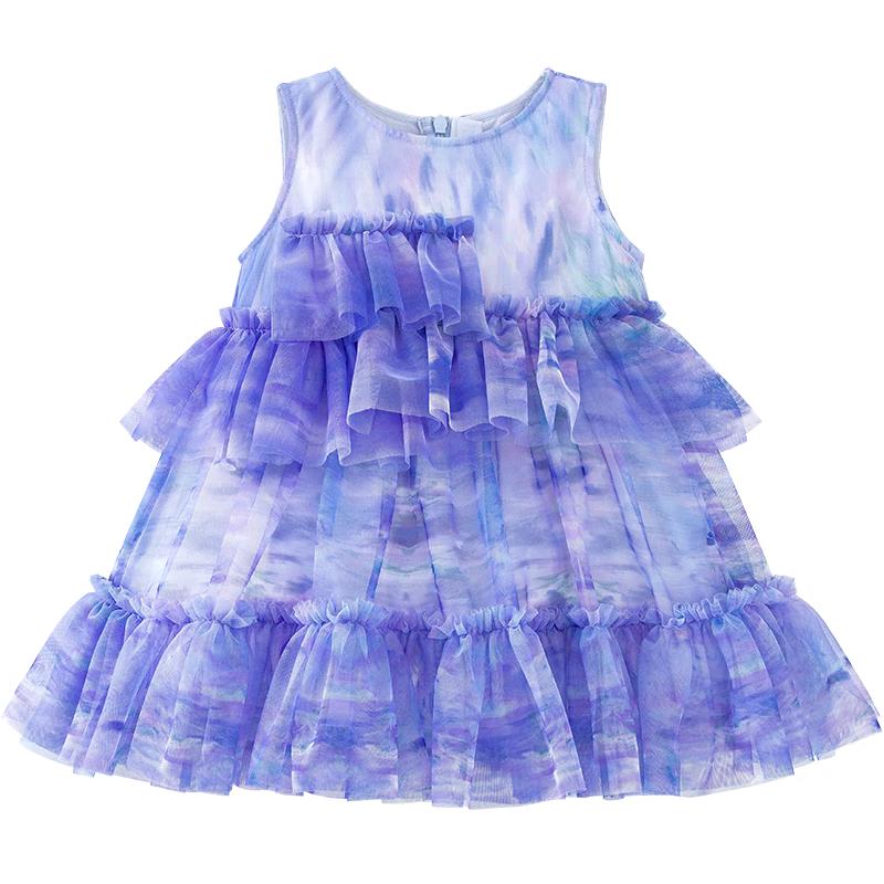 Mini Balabala Girls Ink Wash Mesh Dress 120