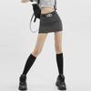 American Retro Gray High-Waist A-Line Skirt for Women - Spring 2024 Slim Fit