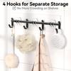 6 Pack Large Capacity Shower Storage Racks Self Adhesive Black Bath Organizer No Drilling Bathroom Shelves Wall Storage