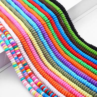 110pcs/Bag 7x4mm Flat Round Polymer Resin Clay Beads Disk Loose Spacer Handmade Beads For DIY Jewelry Making Bracelets Necklaces Crafts 39cm/15