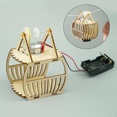 Sightseeing Cable Car Wooden Puzzle DIY Physics Experiment Self Assemble Motor Skill Hands Craft
