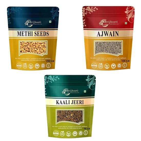 Birju Mahavir Combo Pack of Methi - Ajwain - kali Jeeri 400 Gr 400GM