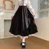 Women‘s Lace Long Skirt High Waist Bow Ruffled A-line Skirt Kawaii Japanese Style Vintage Clothing Spring Autumn