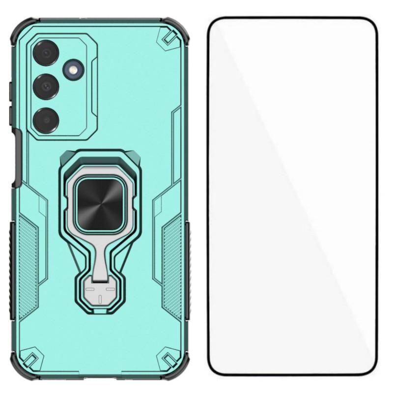 For Samsung Galaxy A16 4G/Galaxy A16 5G Phone Case WANLONFENG PC TPU Back Cover Kickstand with Tempered Glass