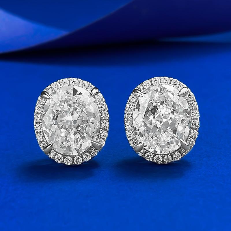 

Jewelry 10 * 12 White G Pigeon Egg High Set Earrings Ice Flower Cut High Carbon Diamond 925 Silver