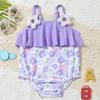 2024 Summer Girls' Ruffle One-Piece Swimsuit with Stretchable Straps