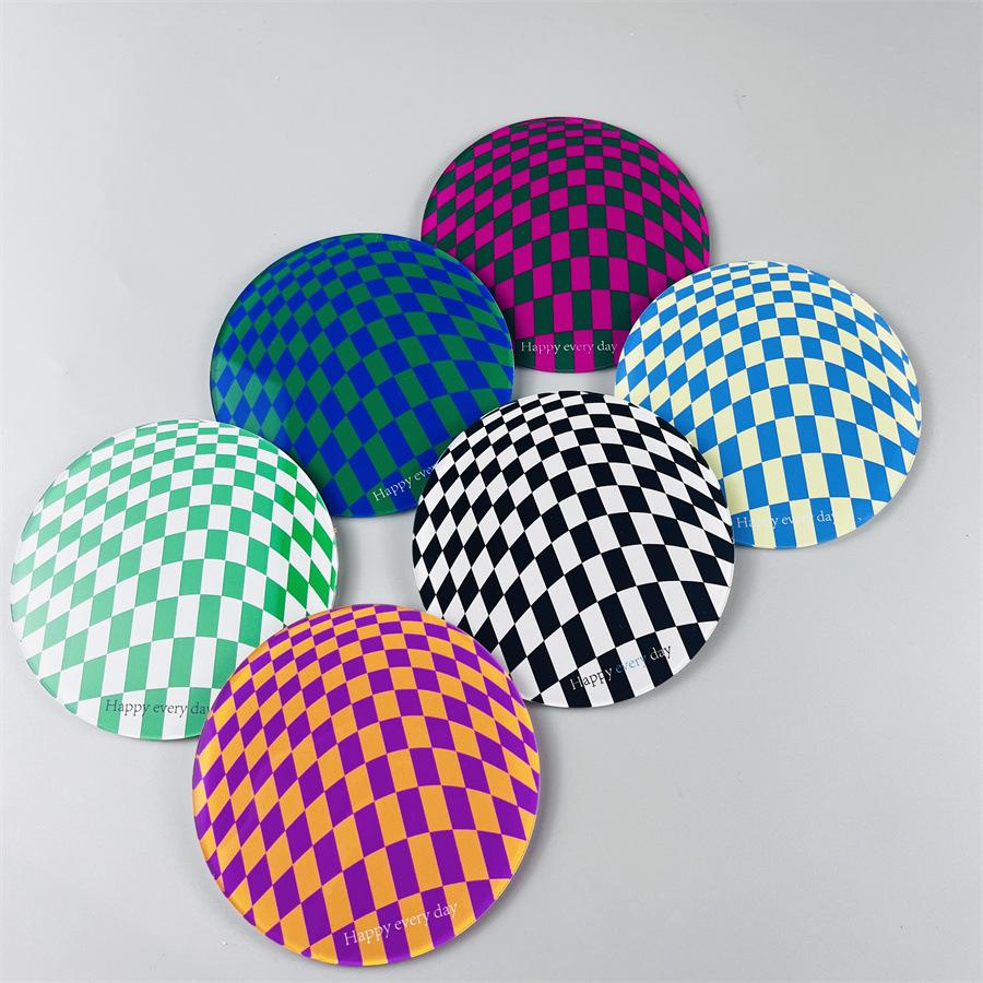 6pcs Creative Checkerboard Acrylic Coaster Table Placemat Waterproof Heat Insulation Non-Slip Bowl Pad Milk Coffee Water Cup Mat