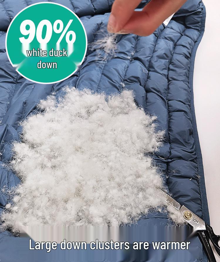 Męska lekka kurtka puchowa ze stójką, 90% puchu, styl koreański, plus size