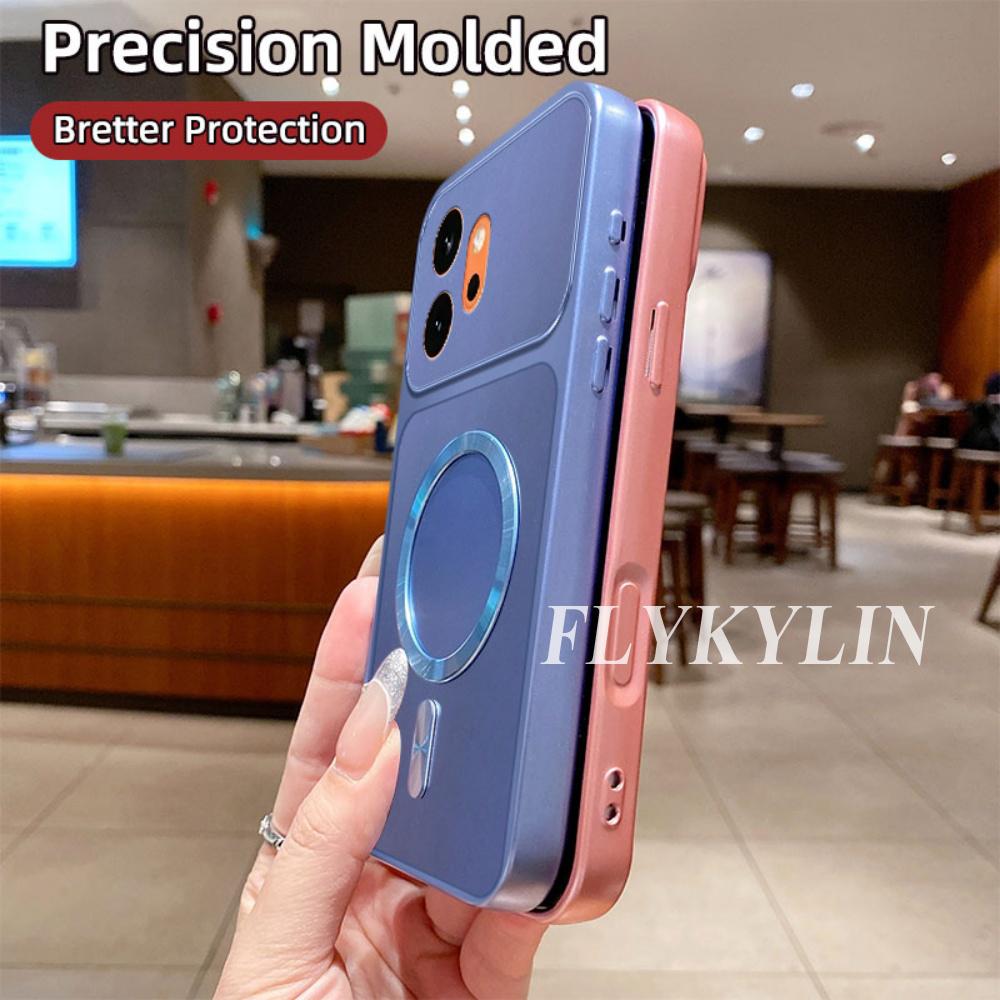 For Honor 600 Lite 400 Smart 500 300 200 100 90 80 70 Metal Soft Silicone Magnetic Wireless Charging Anti Drop Protective Cover