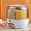 360° Rotating 6-grid Grain Dispenser, One-touch Output Storage Container for Rice Grain Sealing and Moisture-proof Organizer