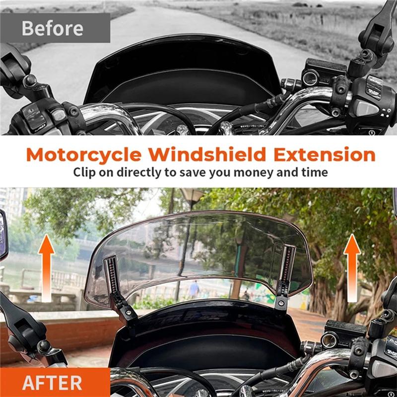 ABLZ-Motorcycle Deflector Extension Adjustable Spoiler Deflector For BMW KAWASAKI HONDA SUZUKI 36X14cm Transparent