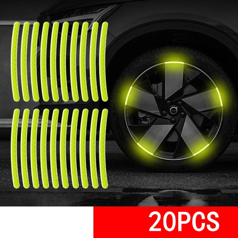 

20/100PCS Car Motorcycle Wheel Reflective Strips Colorful Hub Stickers Car Styling Decal Sticker Auto Moto Decor Decal Accessory