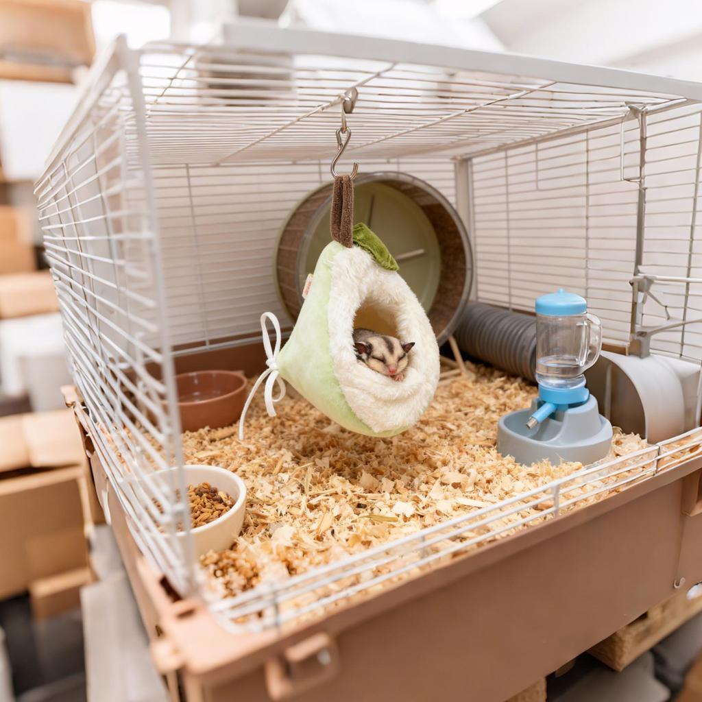 Windproof Hamster Nest Hamster House Winter Plushy Nest Small Animal Bed Plush Sleeping Bag Pear Shape Hamster Hammock Soft Bed
