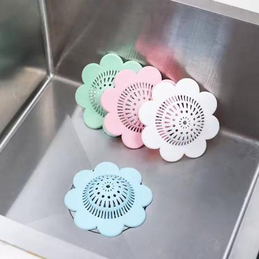 4Pcs Soft Flower Sink Strainer Silicone Hair Stopper Shower Hair Filter Floor Drain Covers  Kitchen