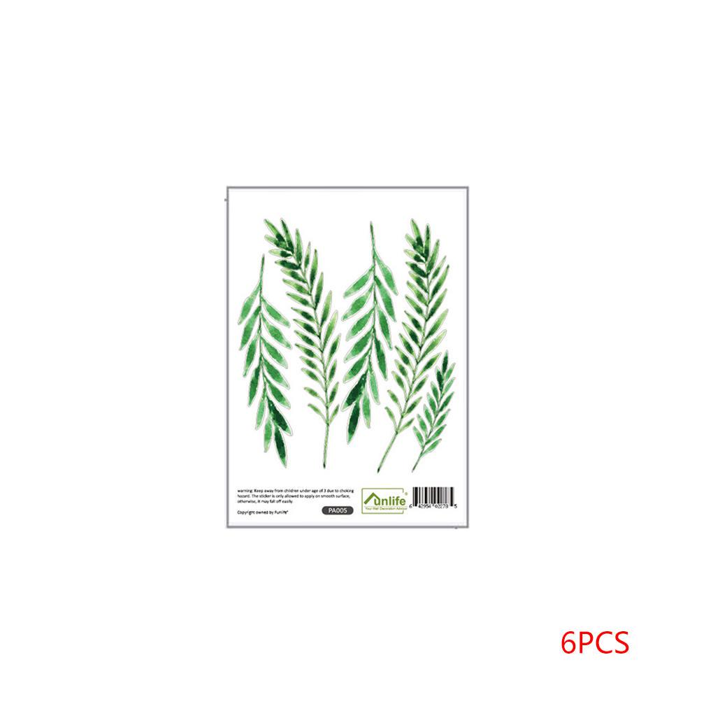 6 Blätter/Set DIY Grüne Blätter Wandaufkleber PVC Abnehmbare Wandtattoos Wohnzimmer TV Hintergrund Tapete Heimdeko