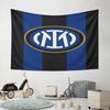 Blue and Black Striped Logo Design Pattern Wall Hanging Tapestry Decorative Tapestry Home Decor for Bedroom and Living Room