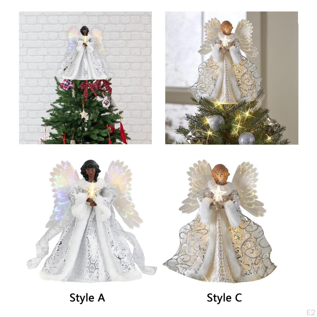 Angel Figurines Treetop 25*20cm Light up Glowing Christmas Tree Topper