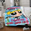 Custom Name Powerpuff Girls Adventure Flannel Blanket for Super Soft Cute Comfort Blanket for Travel Bedding Couch Sofa Blanket