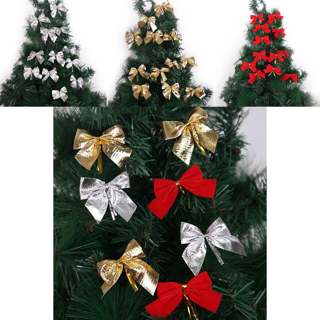 Decorative Christmas Ribbon Bows In Red Silver And Gold Ideal For Festive Decor